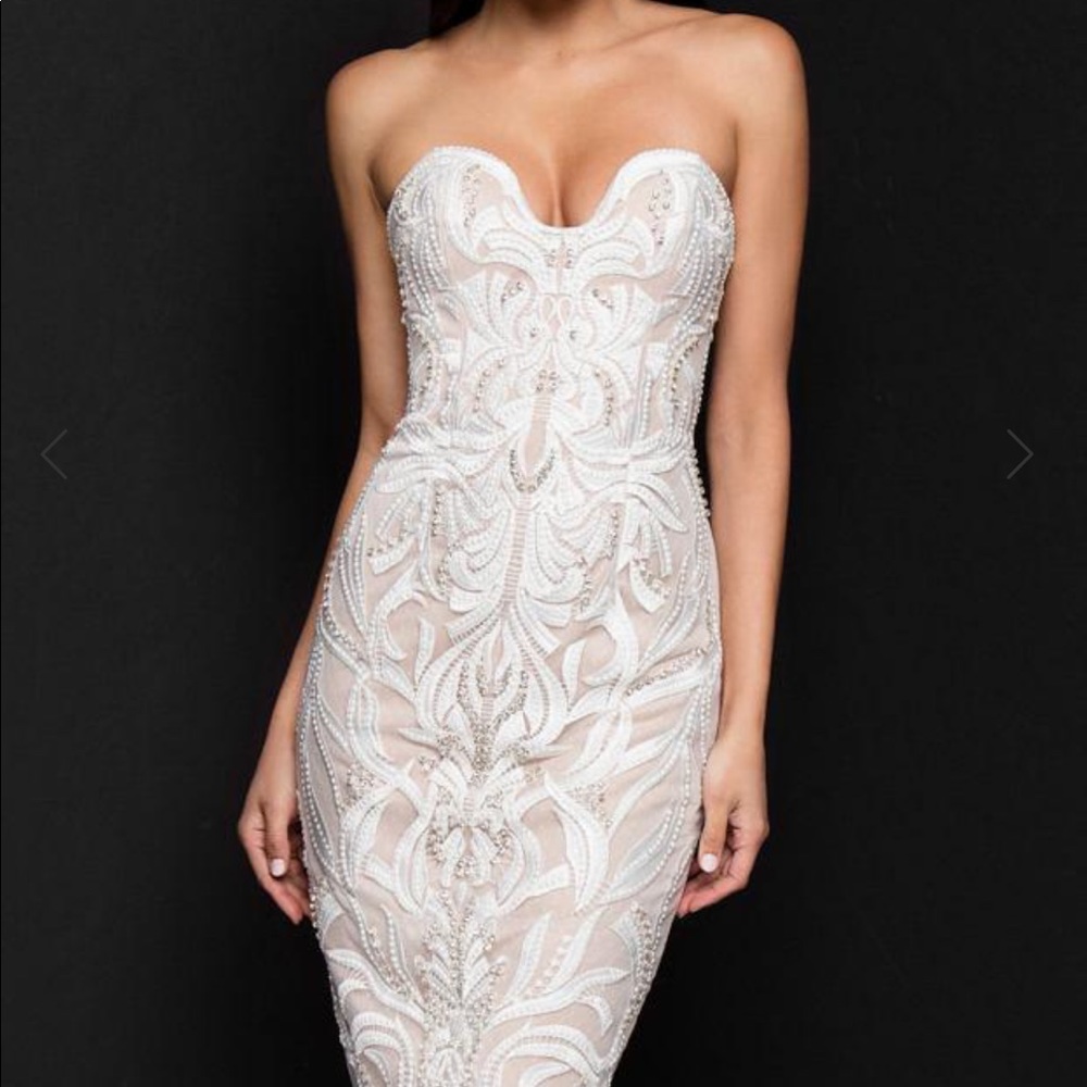 Terani Couture Strapless Embellished Fitted Dress